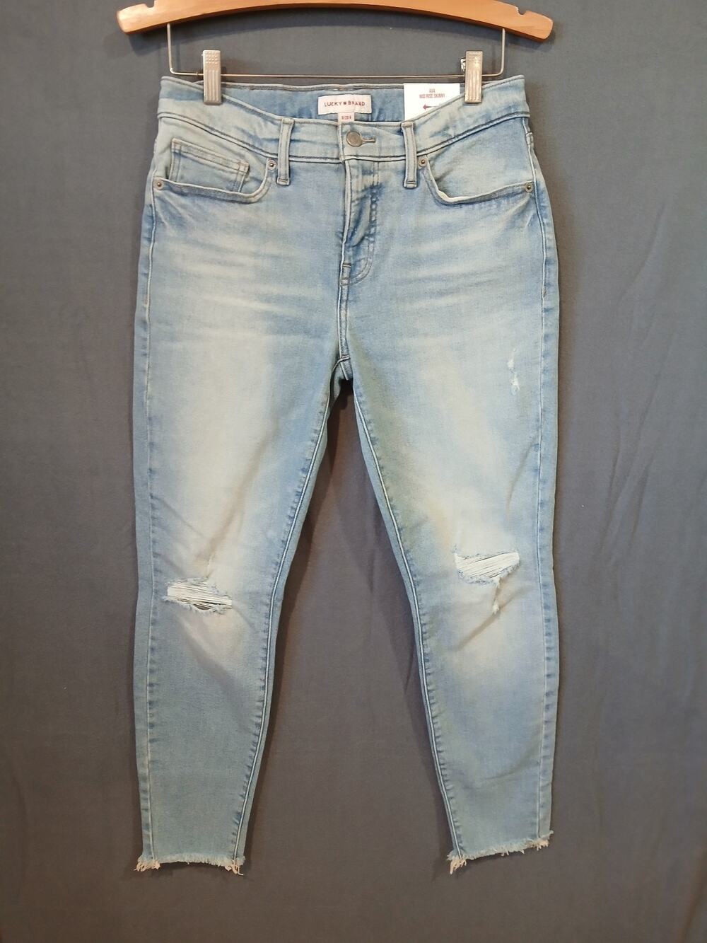 Lucky Brand Ava Jeans 8/29 Womens Blue Skinny Stretch Pockets Casual Distressed